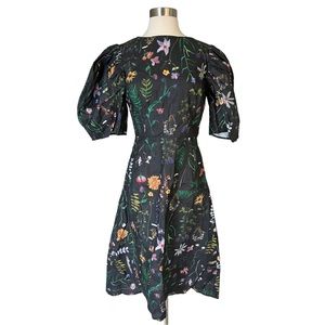 Dauphinette Bleeding Hearts Scrapbook Puff Sleeve Open Back Linen Midi Dress 6